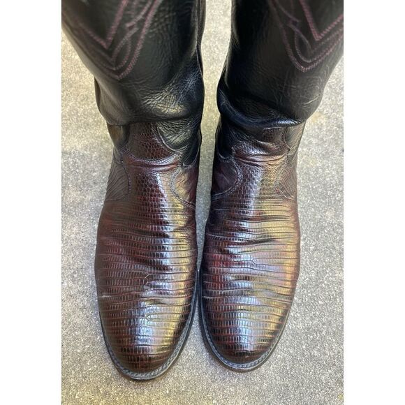 Justin Men's Exotic Roper boot in Chocolate Lizard Size 8 - Picture 3 of 10